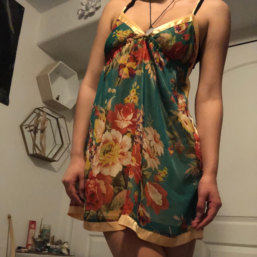 Floral silk nightgown